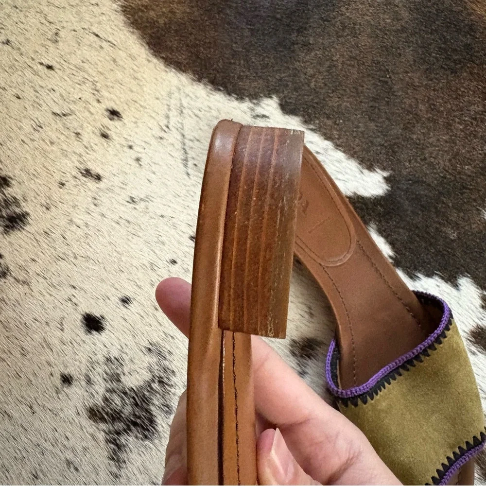 PRADA Green Suede Leather Slides Sandals Size 40 NWOT - Picture 7 of 7
